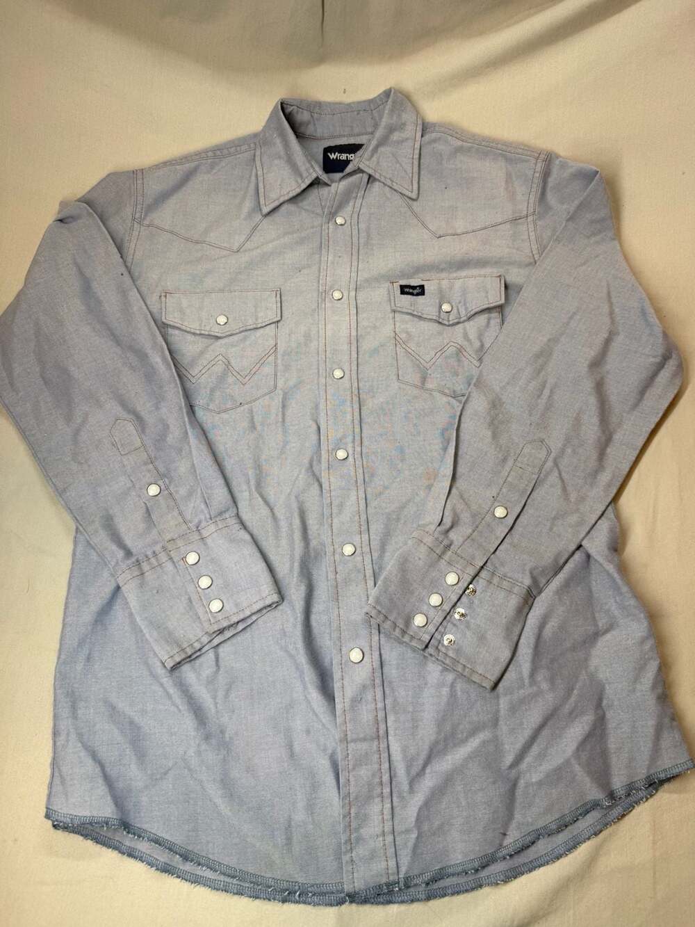 Wrangler Cowboy Cut Western Chambray Snap Long Sleeve Shirt